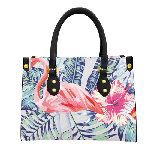 Flamingo Abstract Women's Tote Bag With Black Handle