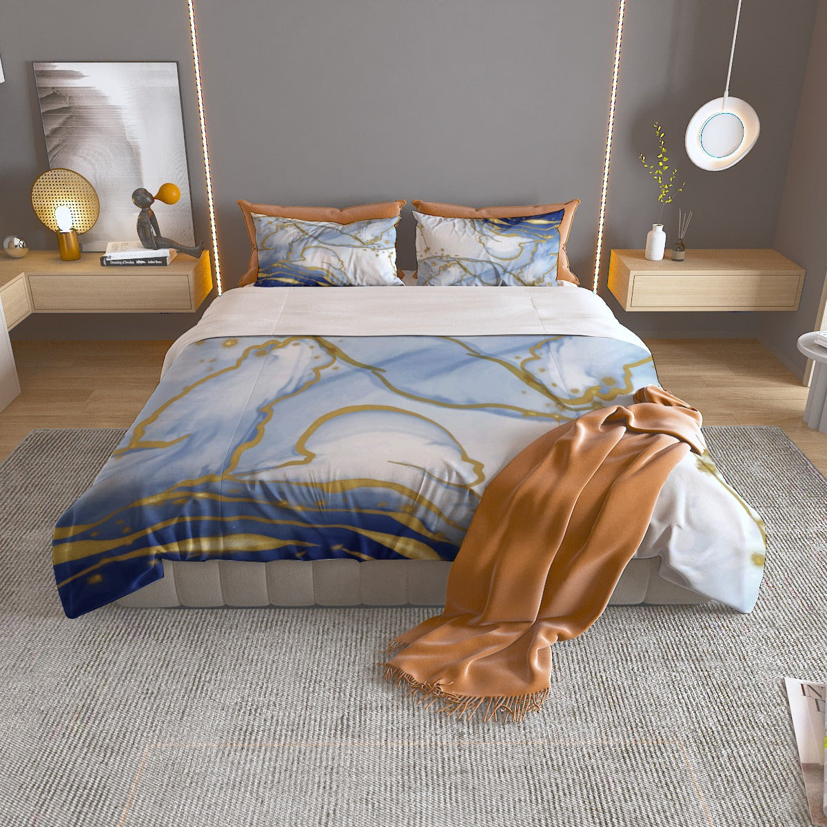 Blue and gold marble Bedding Set *Free shipping-ALL sixes*