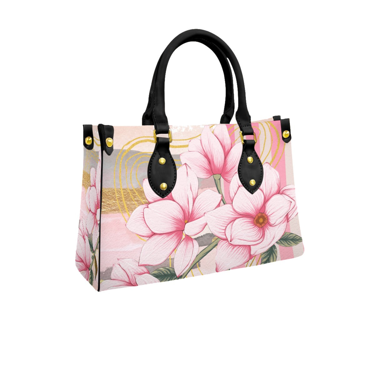 Pink Magnolia Women's Bag With Black Handle