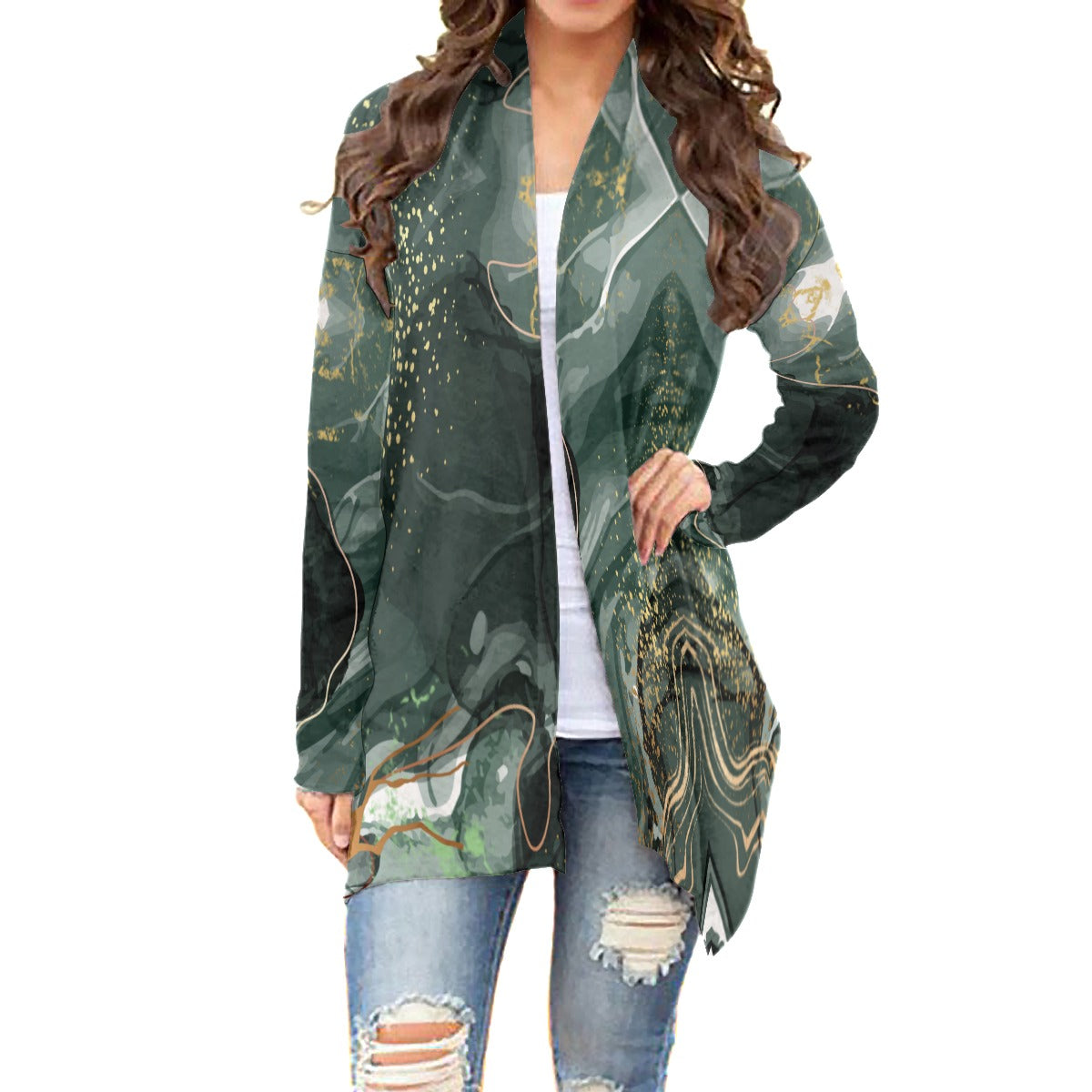 Green goddess Women's Cardigan style With Long Sleeve