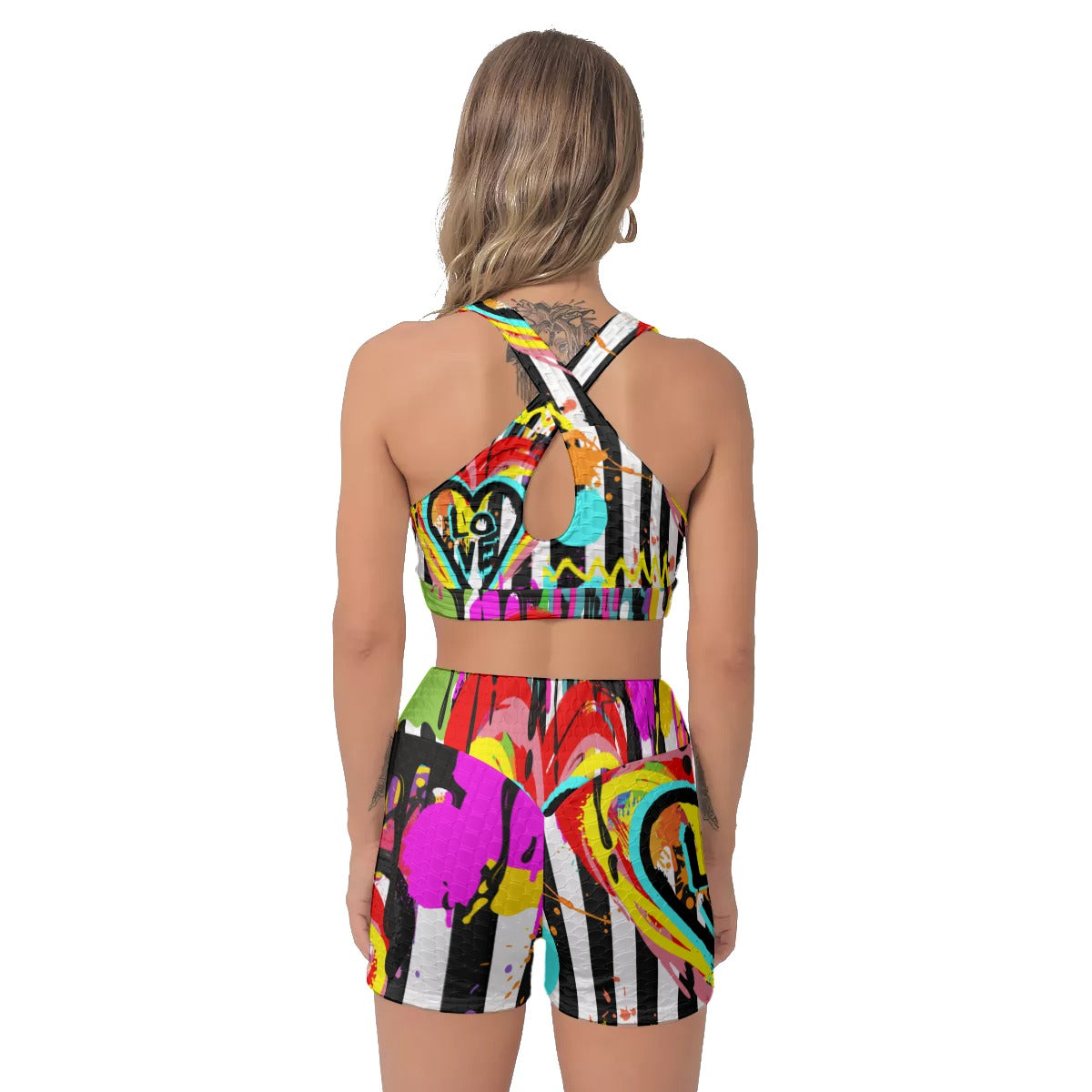 Love graffiti All-Over Print Women's Sports Bra Suit