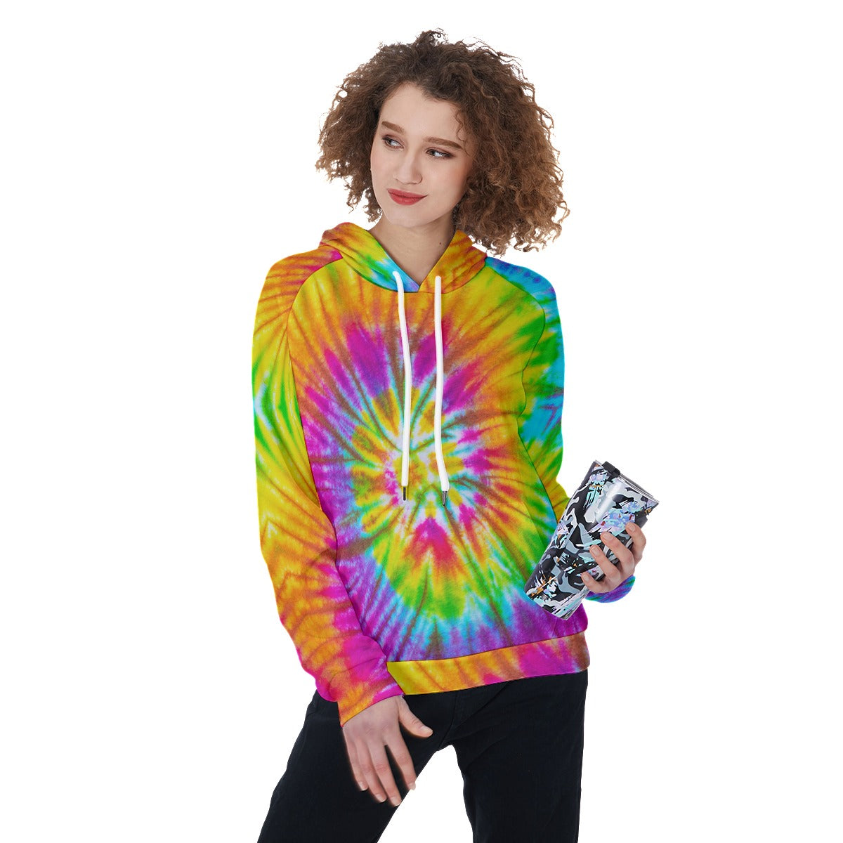 Neon tie dye Women's Raglan Pullover Hoodie