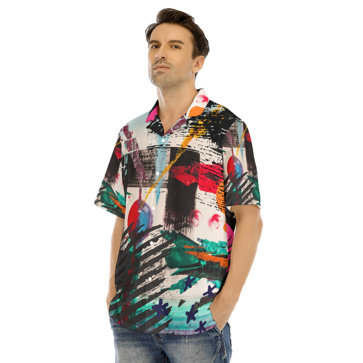 Nightscape Hawaiian Shirt With Button Closure