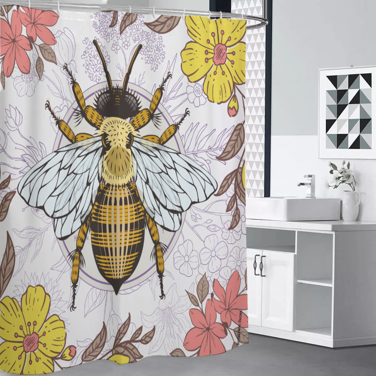 Vintage bee Shower Curtain