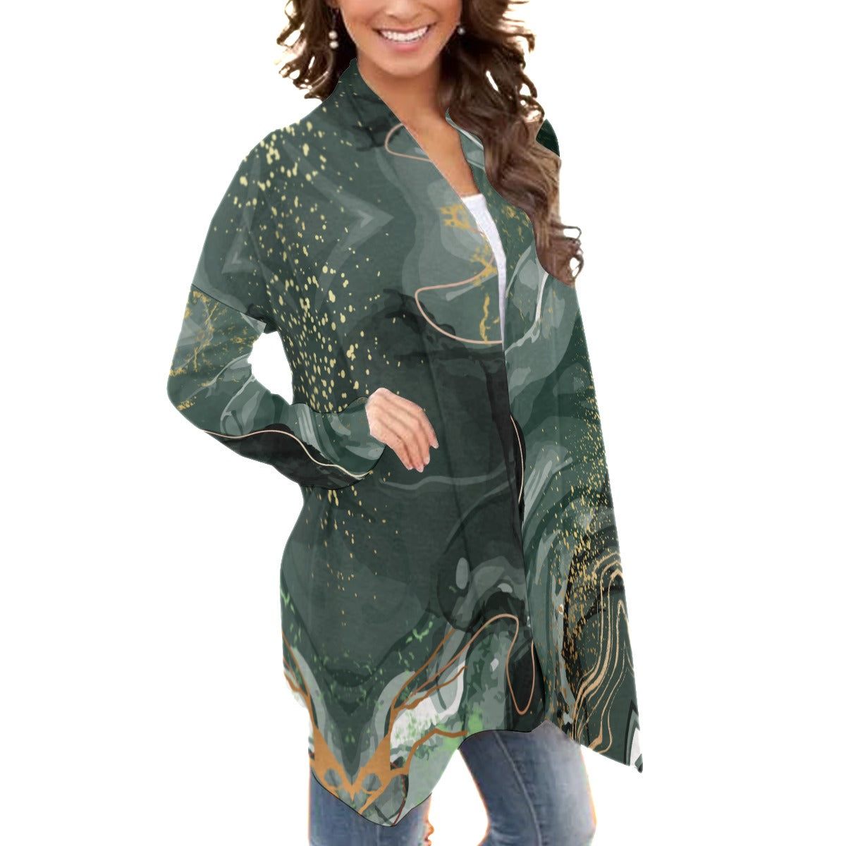 Green goddess Women's Cardigan style With Long Sleeve