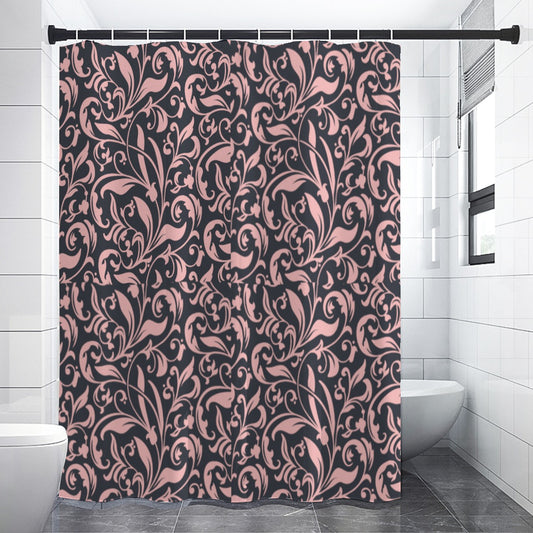 Pink and black floral pattern polyester Shower Curtains 150（gsm）