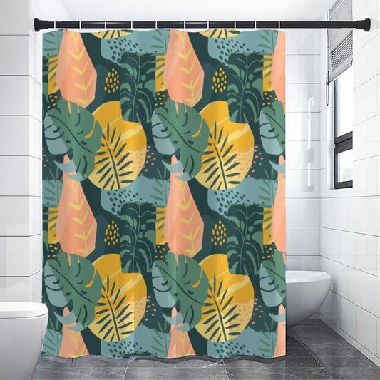 Tropical green and yellow Polyester Shower curtain
