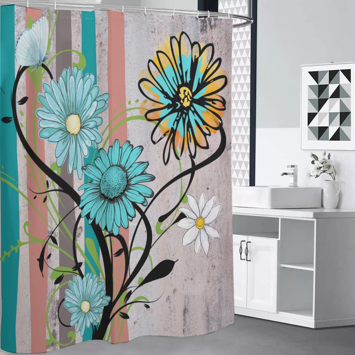 Abstract floral daisy Shower Curtain