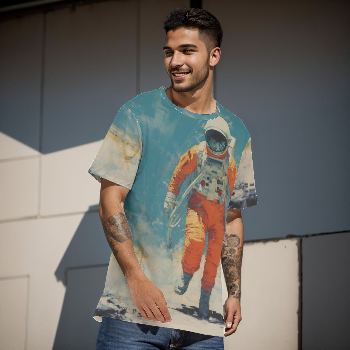 Man on moon Men's O-Neck T-Shirt | 190GSM Cotton