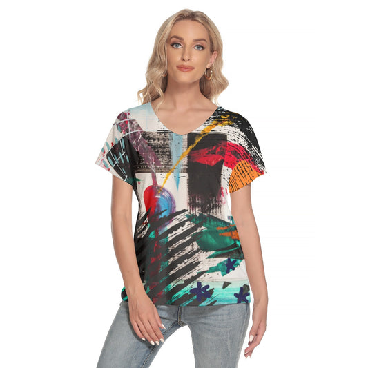 Nightscape Women's Deep V-neck Short Sleeve T-shirt