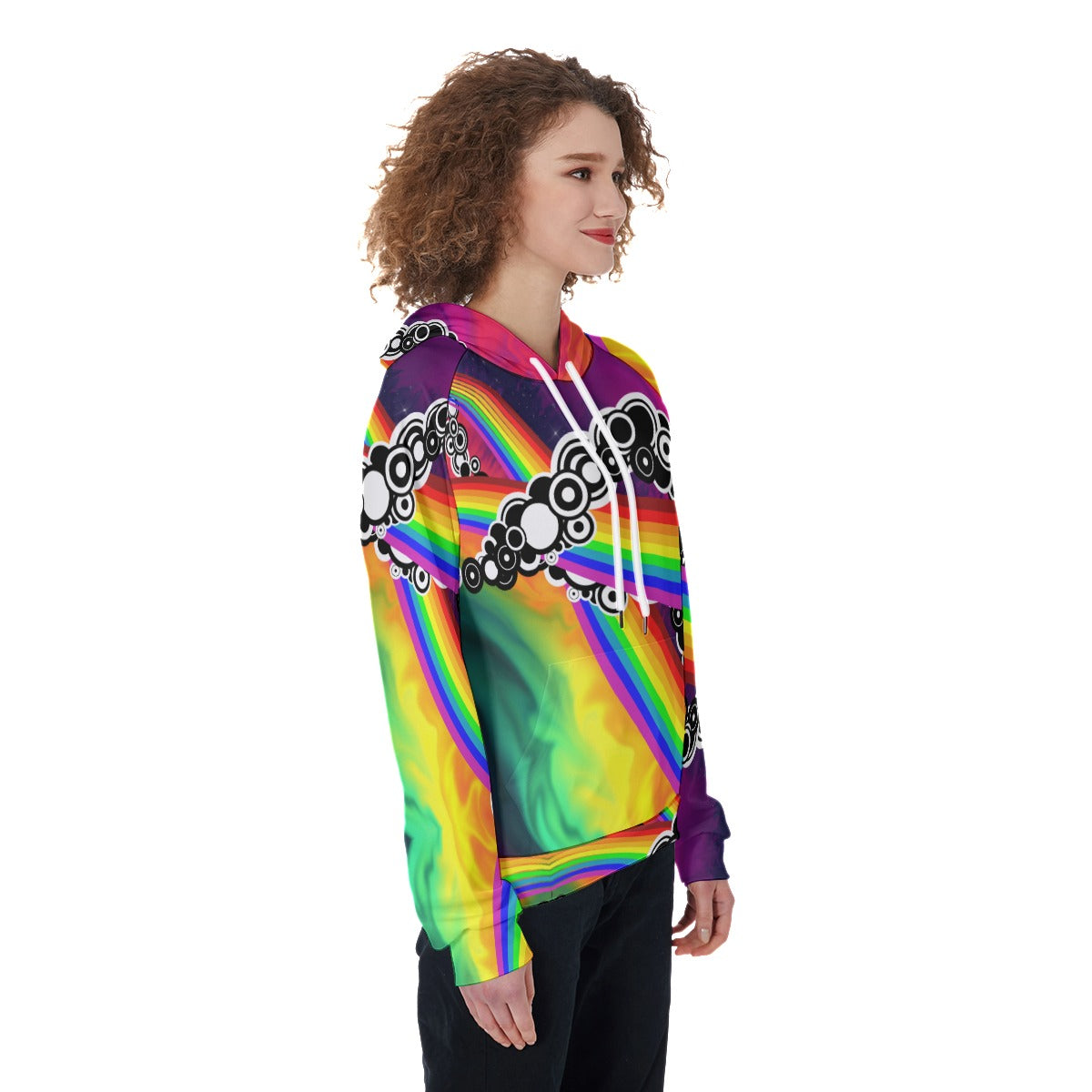 Neon rainbow Women's Raglan Pullover Hoodie