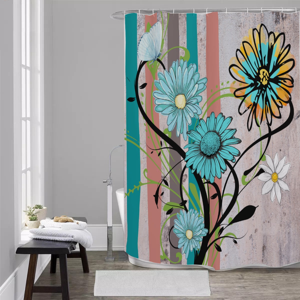 Abstract floral daisy Shower Curtain