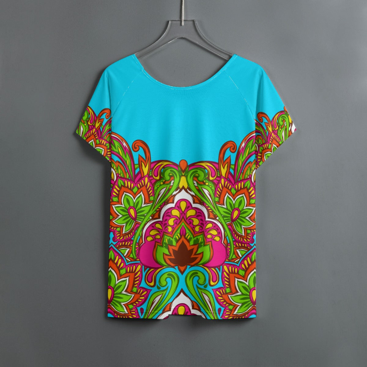 Vibrant colored Women's Round Neck shirt With Raglan Sleeve