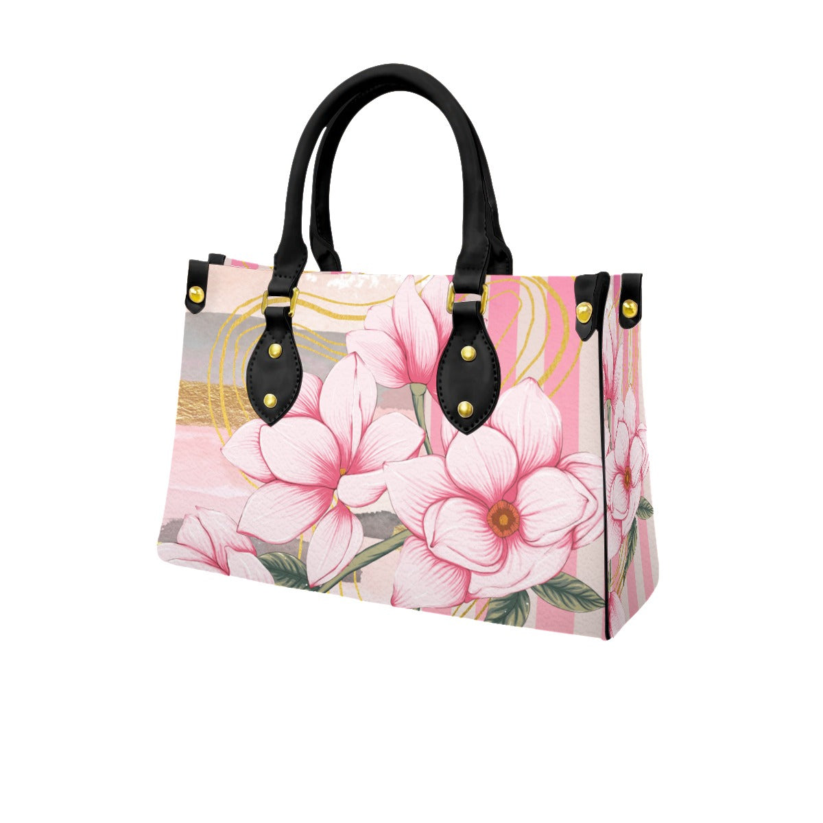 Pink Magnolia Women's Bag With Black Handle