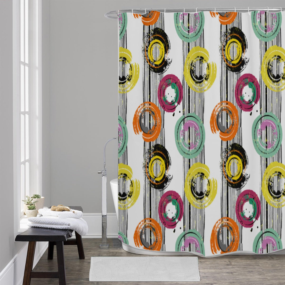 Orange and yellow polyester Shower Curtains 150（gsm）