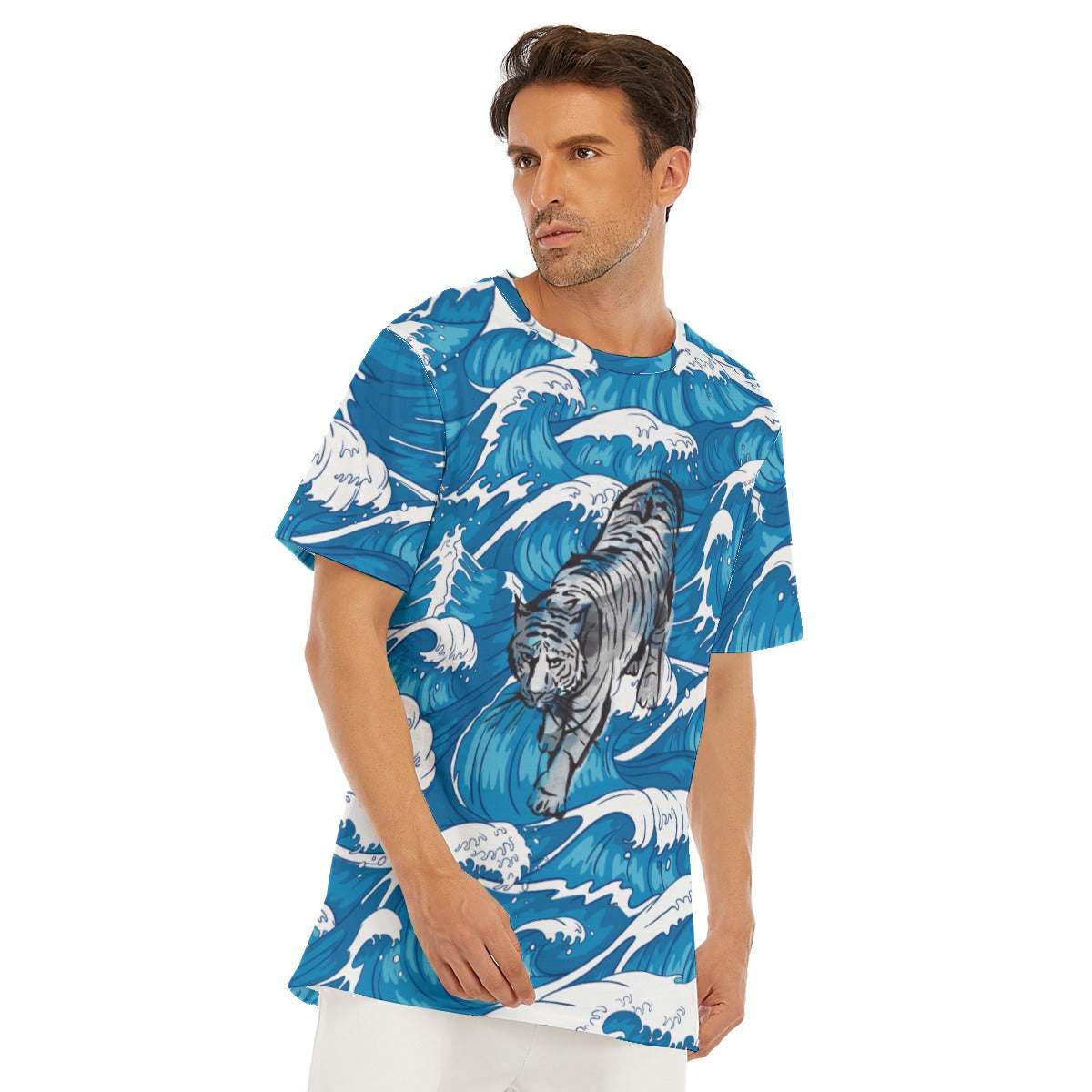 Tiger waves  O-Neck T-Shirt | 190GSM Cotton