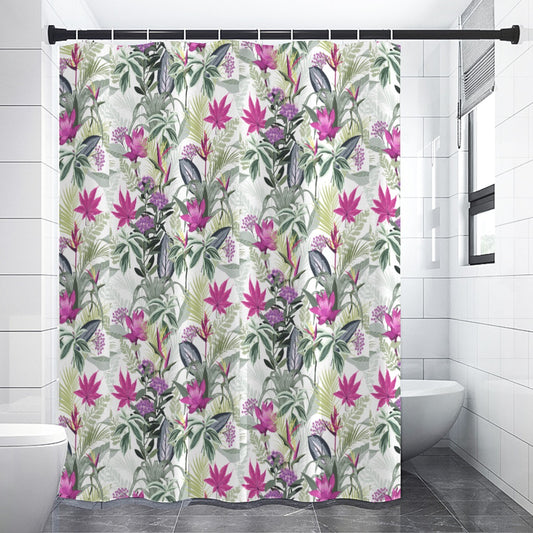 Purple botanical polyester Shower Curtains 150（gsm）