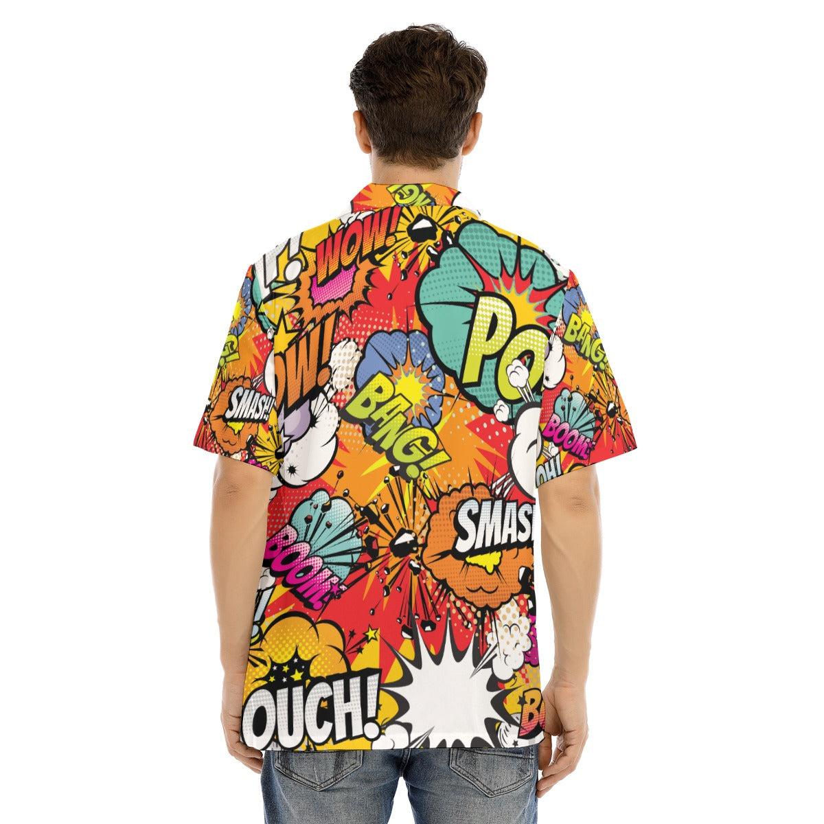 Comic book All-Over Print Men's Hawaiian Shirt With Button Closure