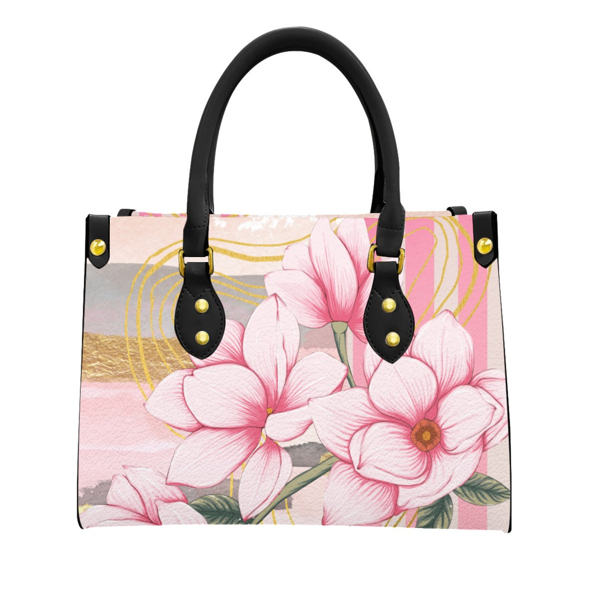 Pink Magnolia Women's Bag With Black Handle