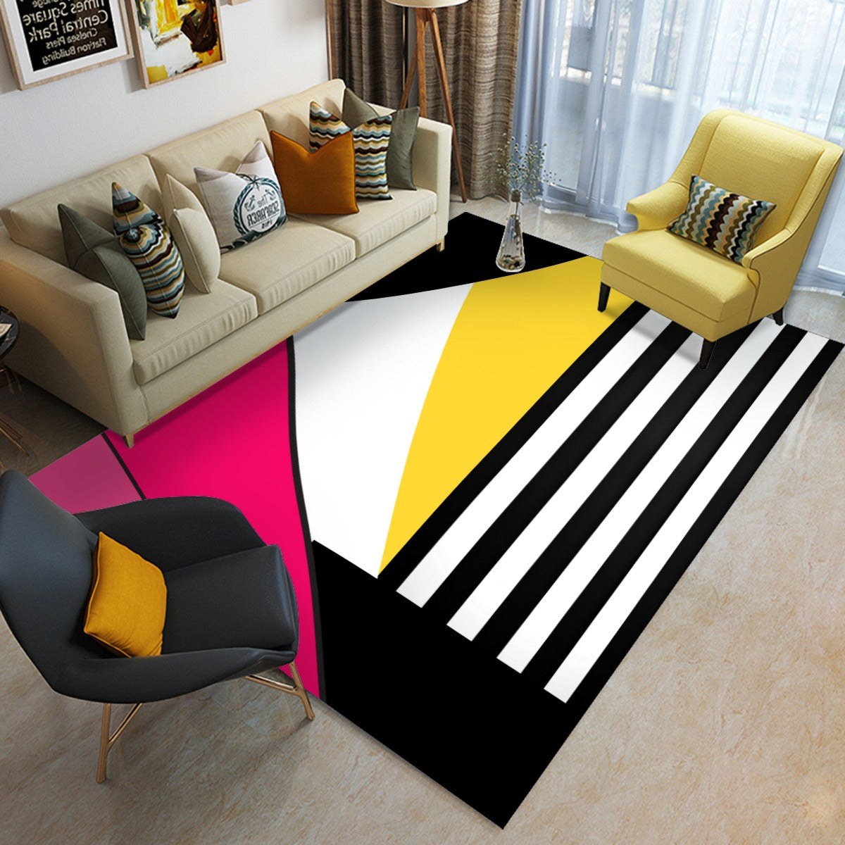 Geometrical Foldable Rectangular Floor Mat/Rug