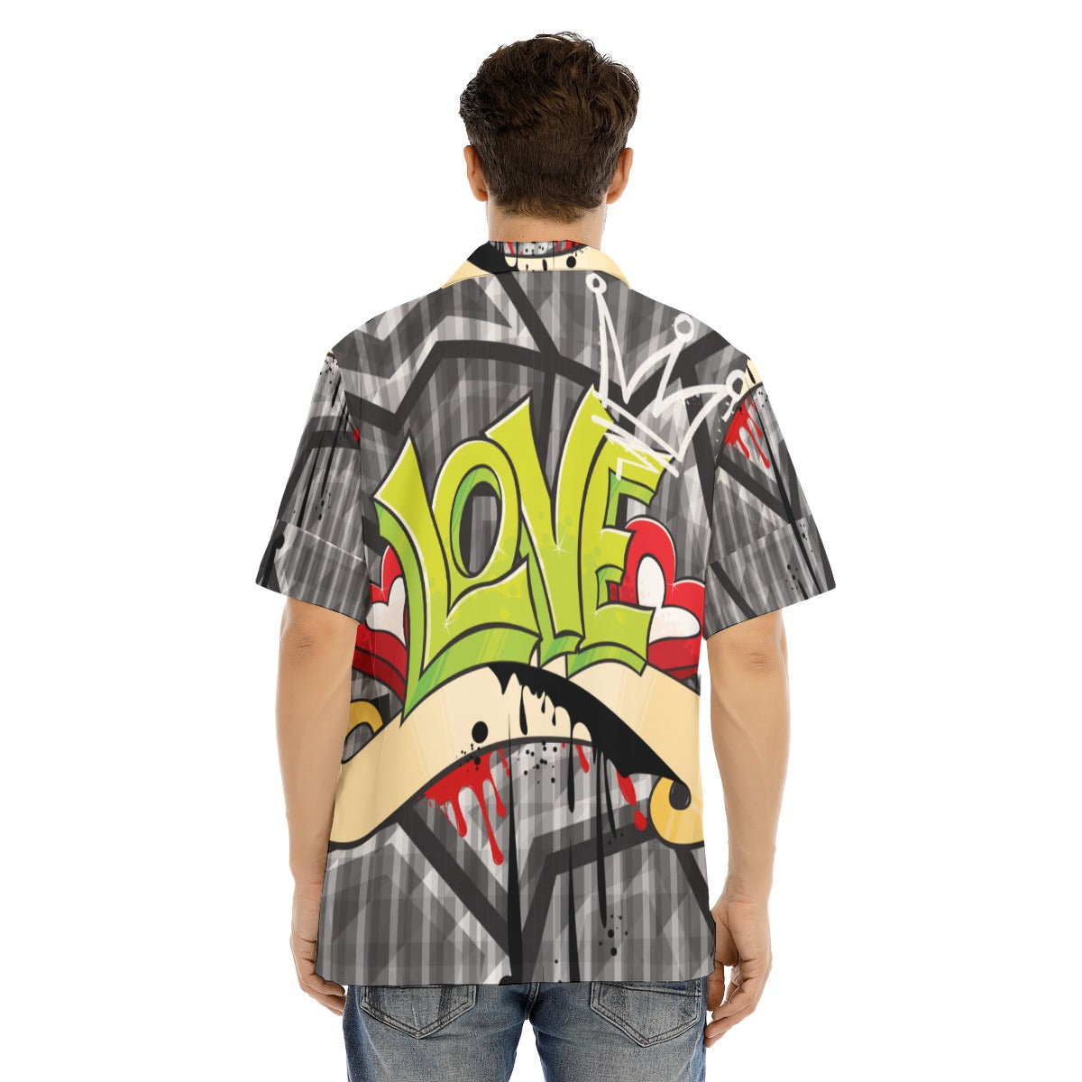 Love graffiti All-Over Print Hawaiian Shirt With Button Closure