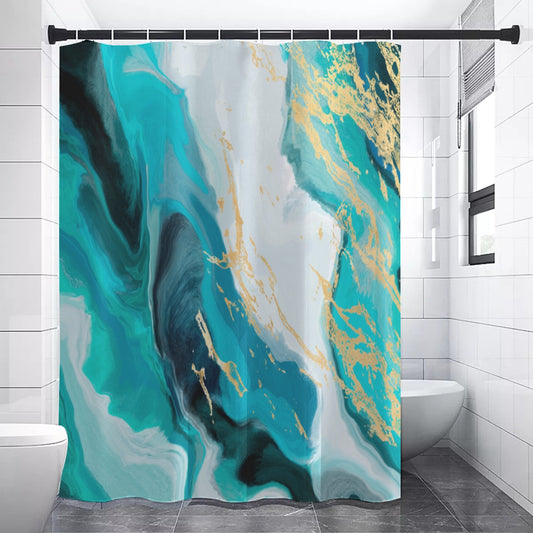 Teal and gold marble Shower Curtain