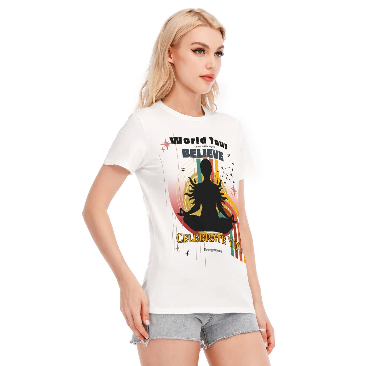 Believe world tour  Women's Round Neck T-Shirt | 190GSM Cotton