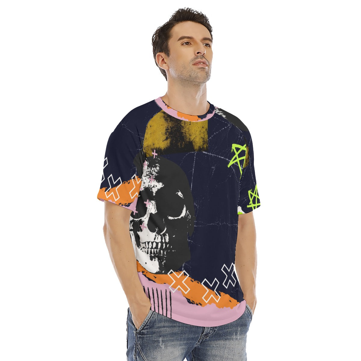 Grunge All-Over Print Men's O-neck Short Sleeve T-shirt