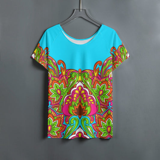 Vibrant colored Women's Round Neck shirt With Raglan Sleeve