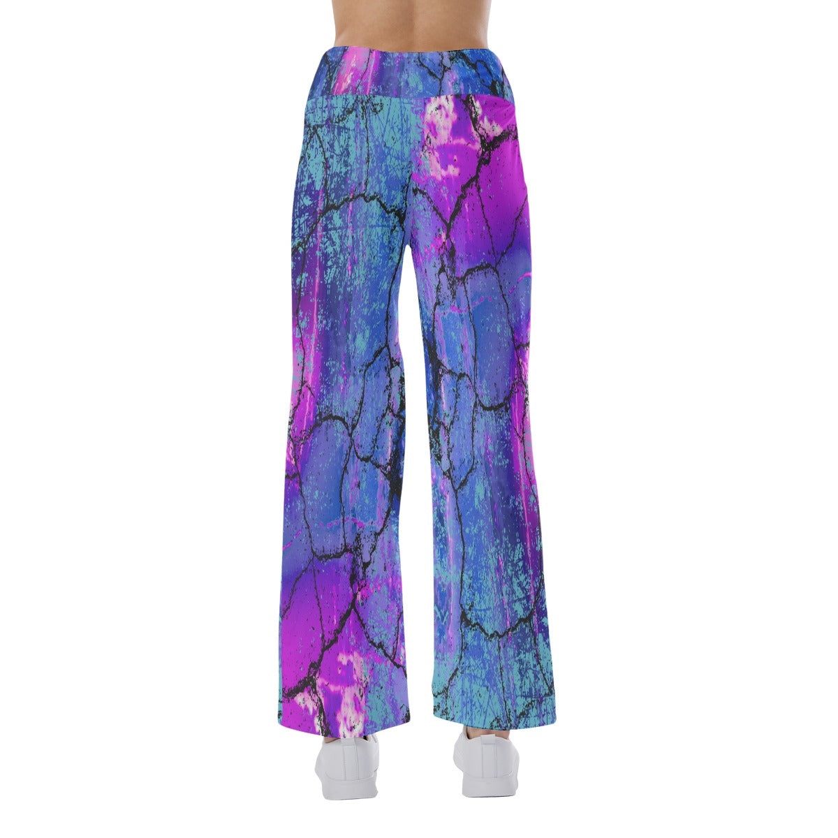 Mystery blues abstract All-Over Print Women's High-waisted Straight-leg Trousers