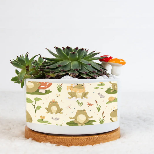 Cottage core Ceramic Double Side Printing Flowerpot