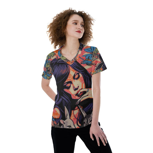 Abstract V-neck Women's T-shirt