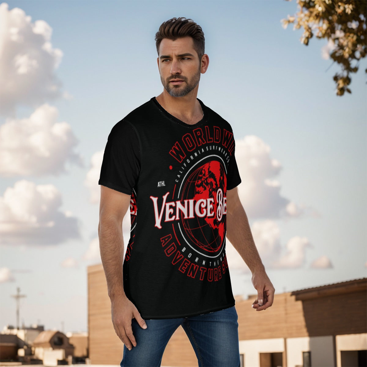 Abstract red and black All-Over Print Men's O-Neck T-Shirt