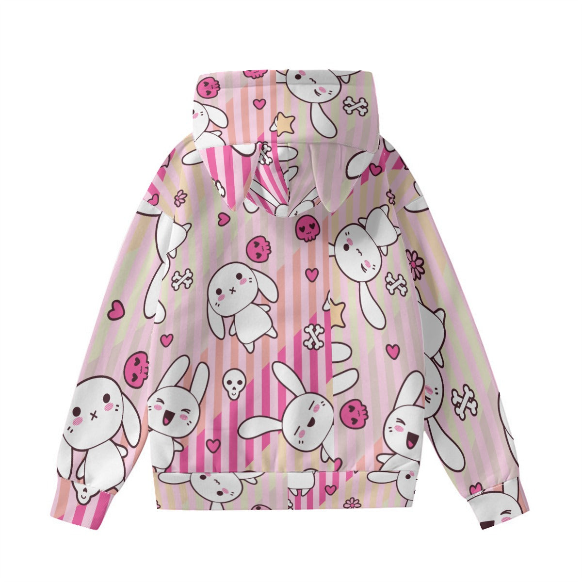 Pink Bunny Kawaii Women’s Hoodie With Decorative Ears