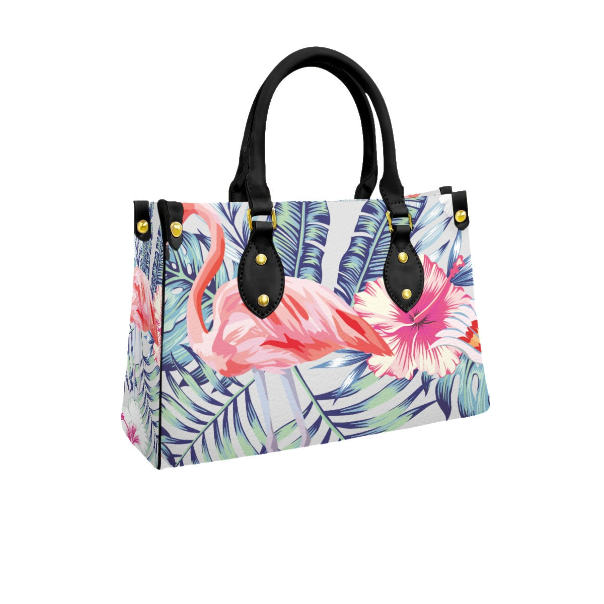 Flamingo Abstract Women's Tote Bag With Black Handle