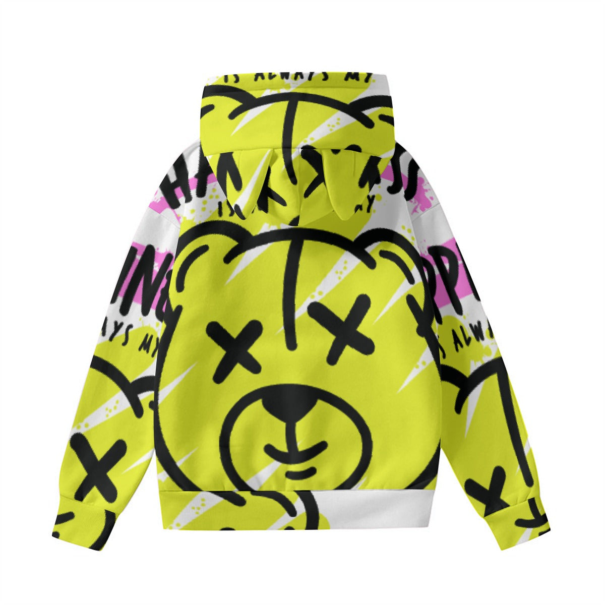 Graffiti style Print Women’s Hoodie With Decorative Ears