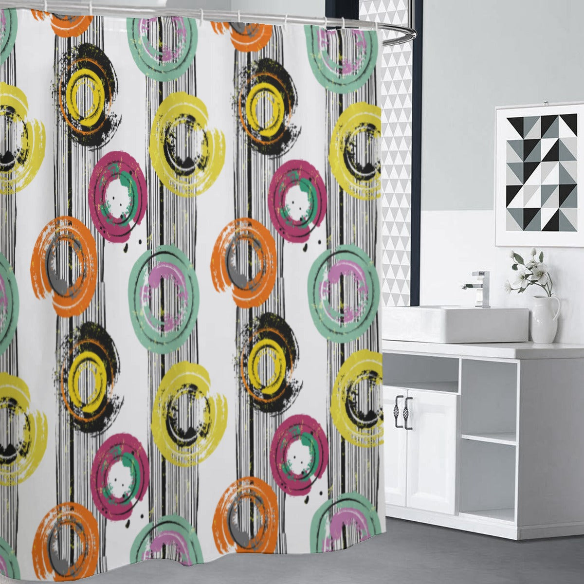 Orange and yellow polyester Shower Curtains 150（gsm）