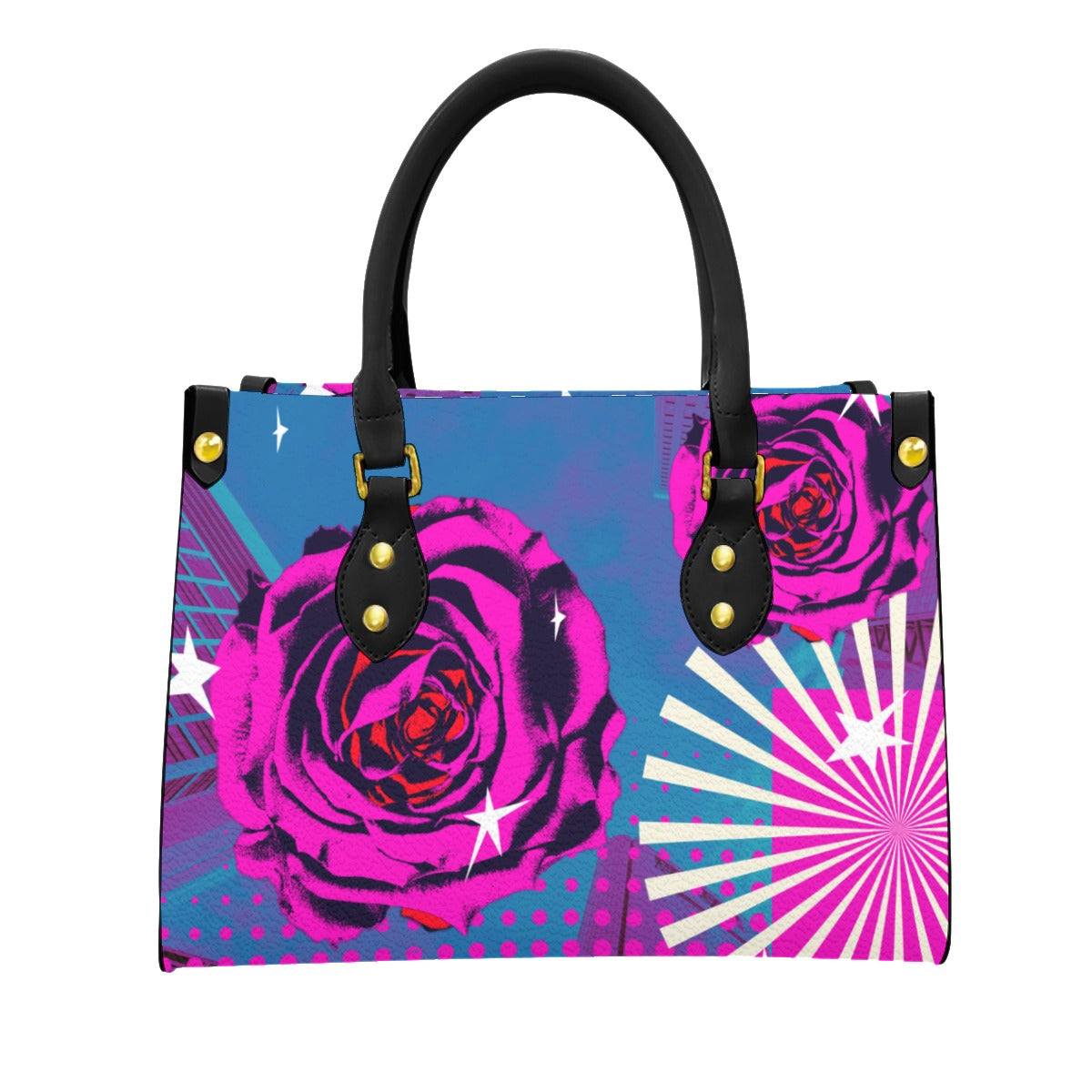 Retro Rose Women's Tote Bag With Black Handle