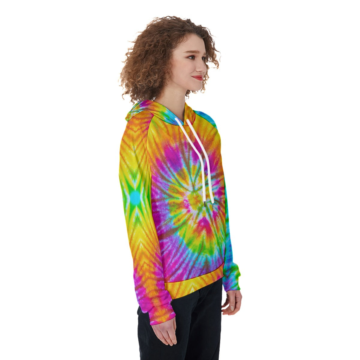 Neon tie dye Women's Raglan Pullover Hoodie