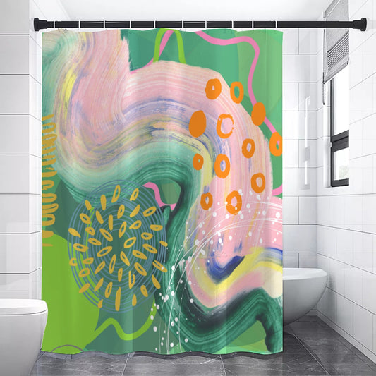 Green boho abstract Shower Curtain