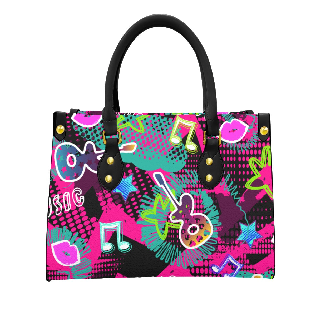 Neon color Women's Tote Bag With Black Handle