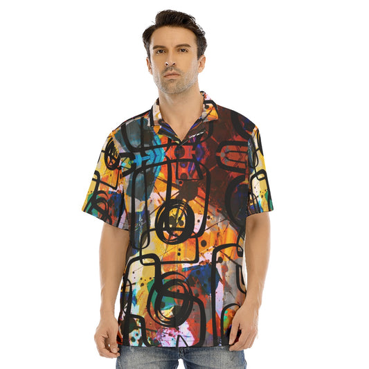 Dark abstractHawaiian Shirt With Button Closure