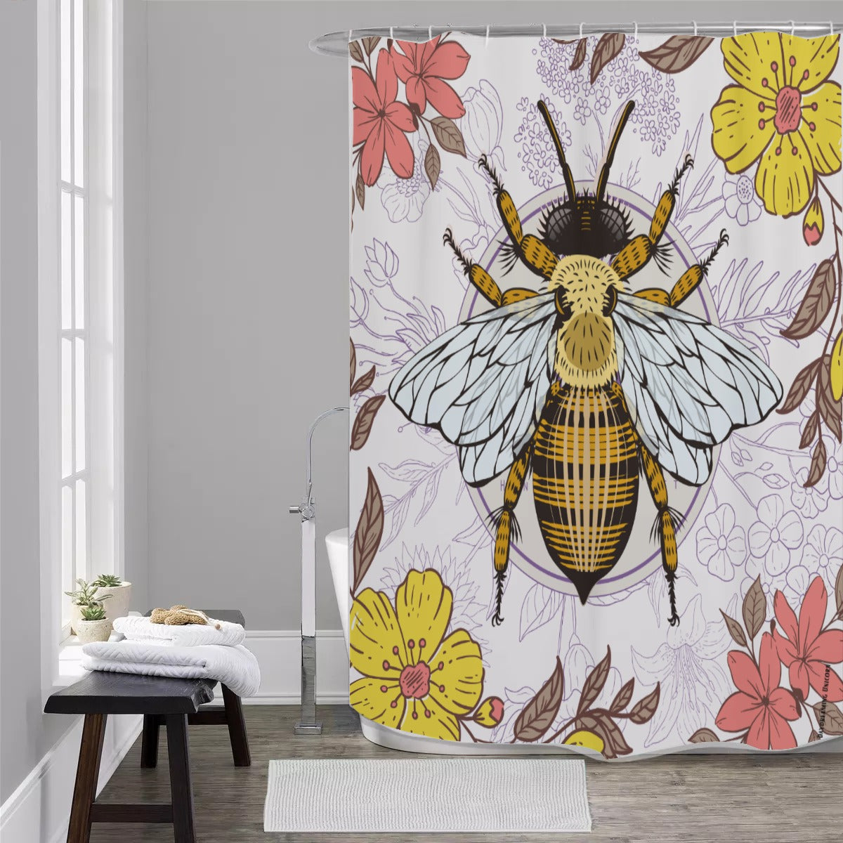 Vintage bee Shower Curtain