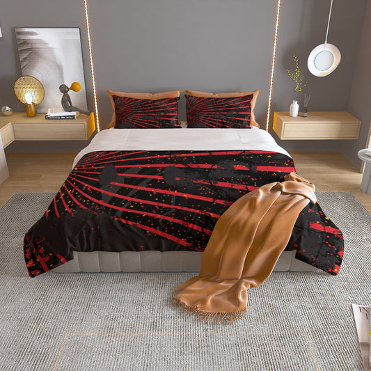 Red and black Bedding Set