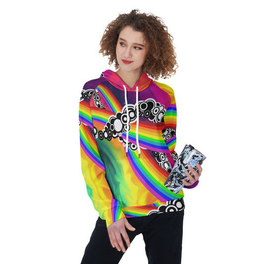 Neon rainbow Women's Raglan Pullover Hoodie