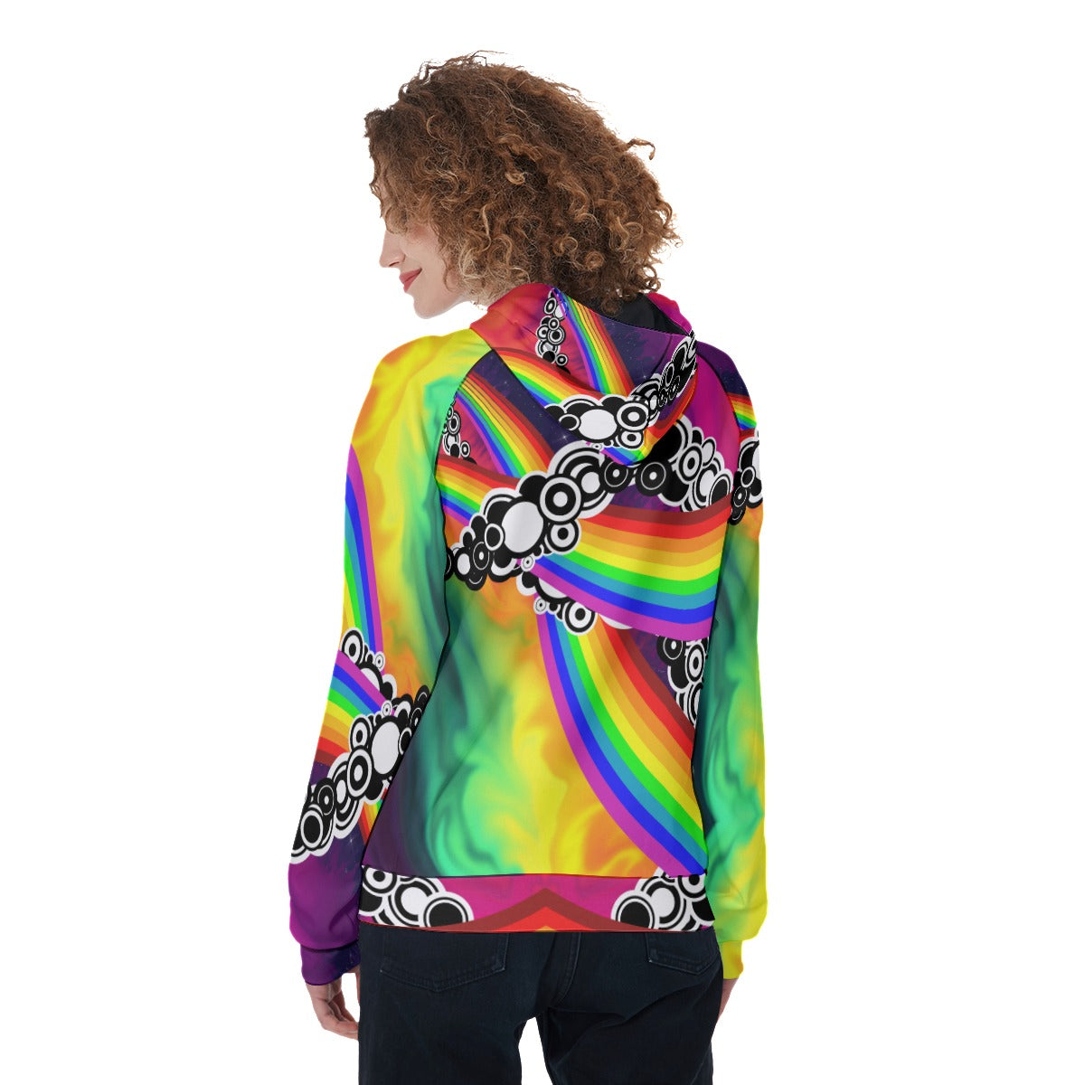 Neon rainbow Women's Raglan Pullover Hoodie