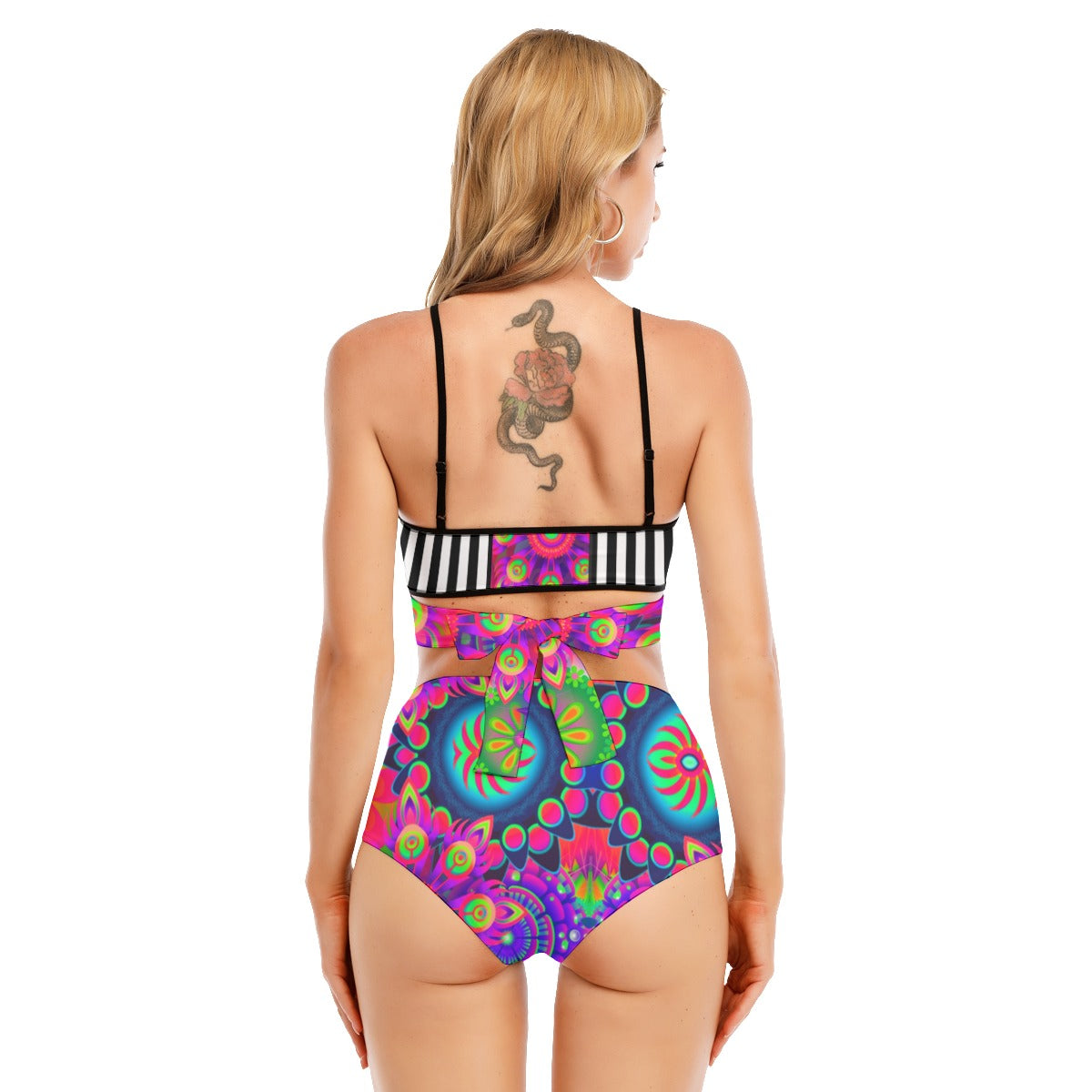 Psychedelic abstract  Women's Bikini Swimsuit With Cross Straps