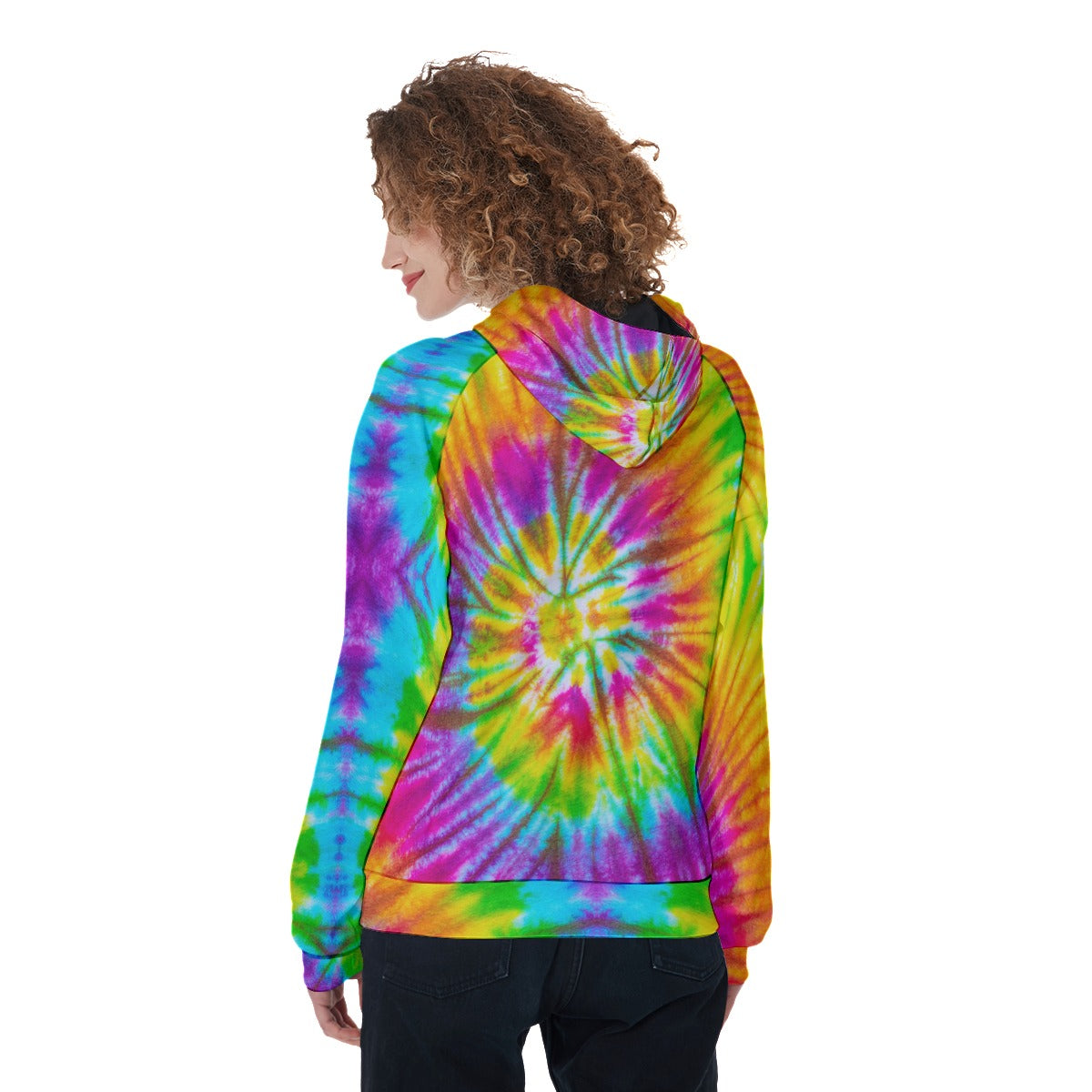 Neon tie dye Women's Raglan Pullover Hoodie