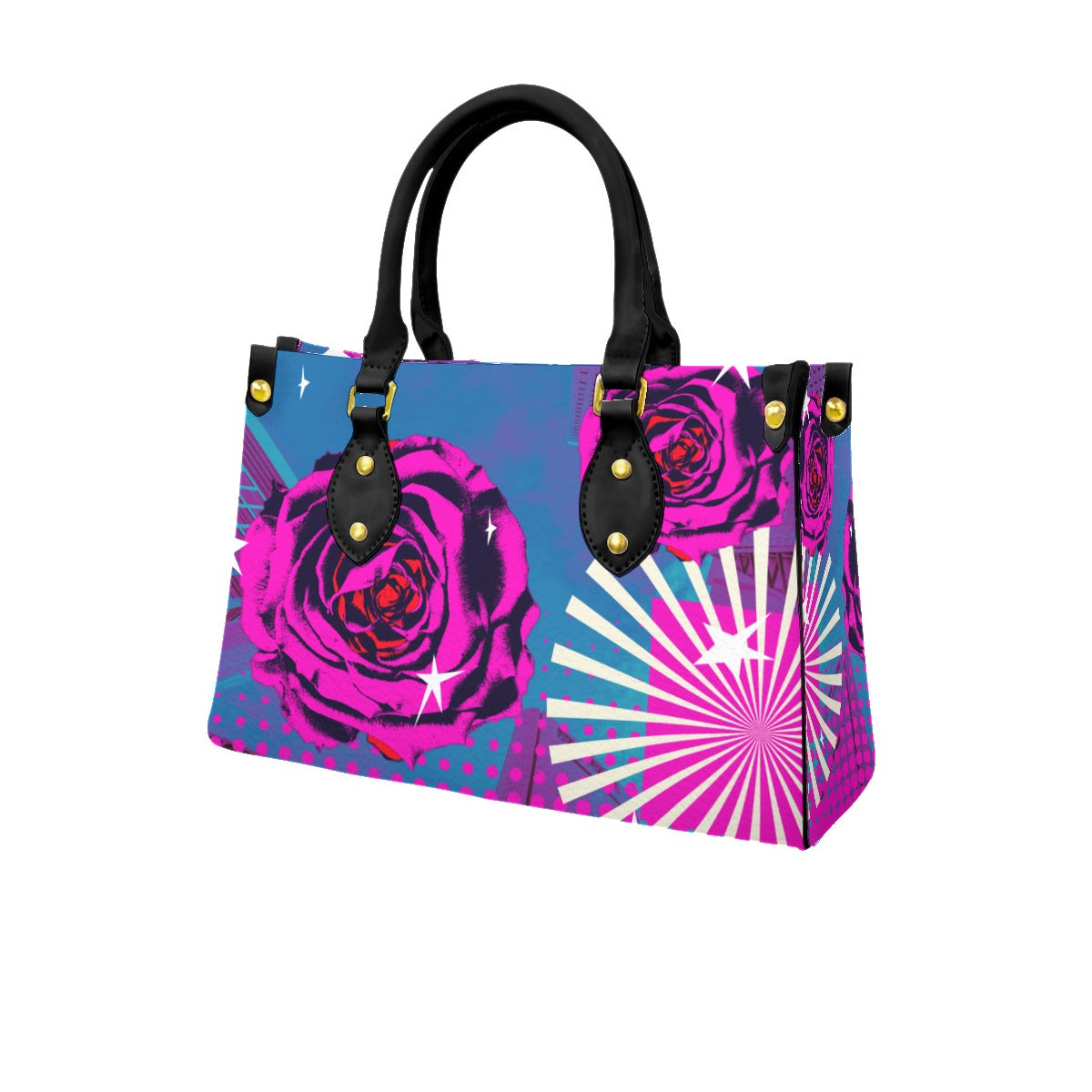 Retro Rose Women's Tote Bag With Black Handle