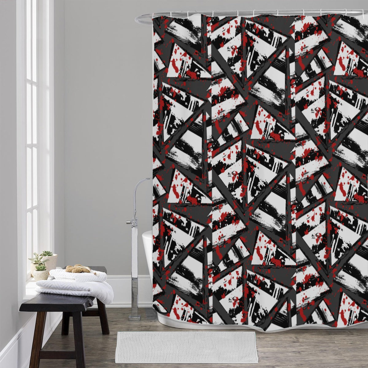 Red and black polyester Shower Curtains 150（gsm）